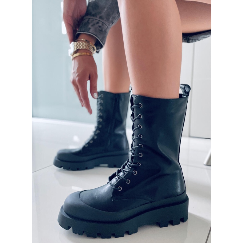 BM Cizme Knight Black cu șireturi negru 1 BM Cizme Knight Black cu șireturi negru 1