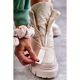 PM1 Cizme De Zăpadă De Damă Bej Cald Cu Fermoar Marit 3