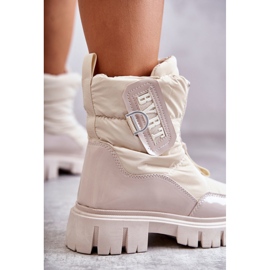 PM1 Cizme De Zăpadă De Damă Bej Cald Cu Fermoar Marit 2