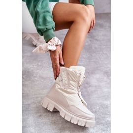 PM1 Cizme De Zăpadă De Damă Bej Cald Cu Fermoar Marit 4