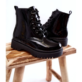 Vinceza Cizme Copii Lăcuite Cu Fermoar Negru Julie 3