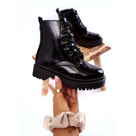 Vinceza Cizme Copii Lăcuite Cu Fermoar Negru Julie 2