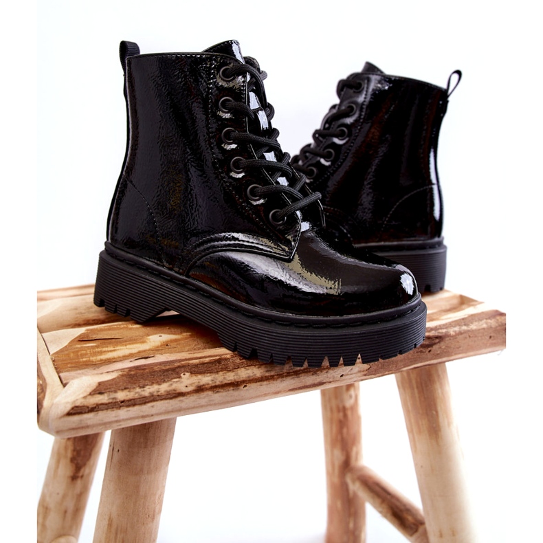 Vinceza Cizme Copii Lăcuite Cu Fermoar Negru Julie 1