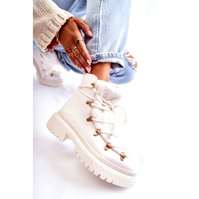 PS1 Cizme calde din piele ecologică Trappers White Arisa alb 3 PS1 Cizme calde din piele ecologică Trappers White Arisa alb 3