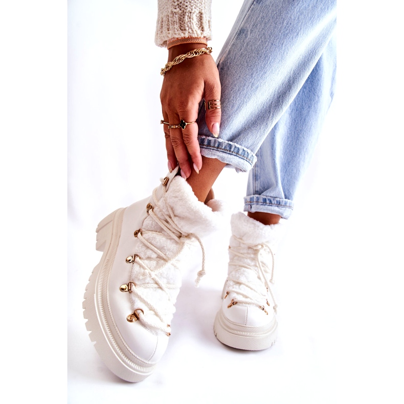PS1 Cizme calde din piele ecologică Trappers White Arisa alb 1 PS1 Cizme calde din piele ecologică Trappers White Arisa alb 1