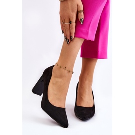 Pompe din piele intoarsa pe un toc la moda Negru Estellia 1