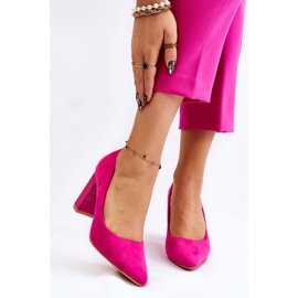 PS1 Pompe din piele intoarsa pe un toc la moda Fuchsia Estellia roz 1