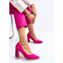 PS1 Pompe din piele intoarsa pe un toc la moda Fuchsia Estellia roz 6