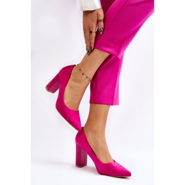 PS1 Pompe din piele intoarsa pe un toc la moda Fuchsia Estellia roz 3