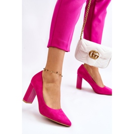 PS1 Pompe din piele intoarsa pe un toc la moda Fuchsia Estellia roz 2