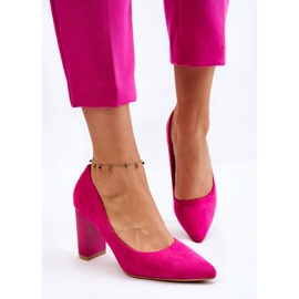 PS1 Pompe din piele intoarsa pe un toc la moda Fuchsia Estellia roz 7