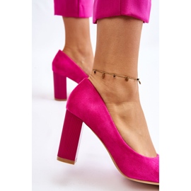 PS1 Pompe din piele intoarsa pe un toc la moda Fuchsia Estellia roz 4