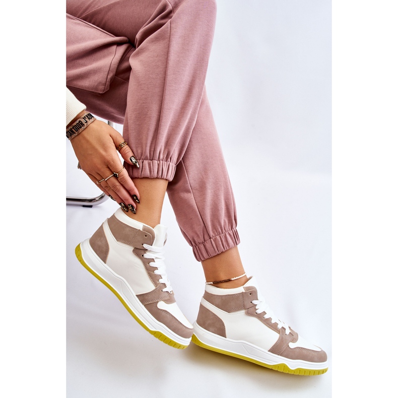 BM Înalți pantofi sport damă pantofi alb și bej Zvonuri 2
