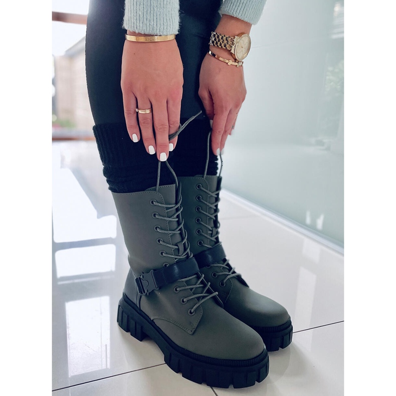 BM Cizme plate cu șireturi Kieran Green verde 1