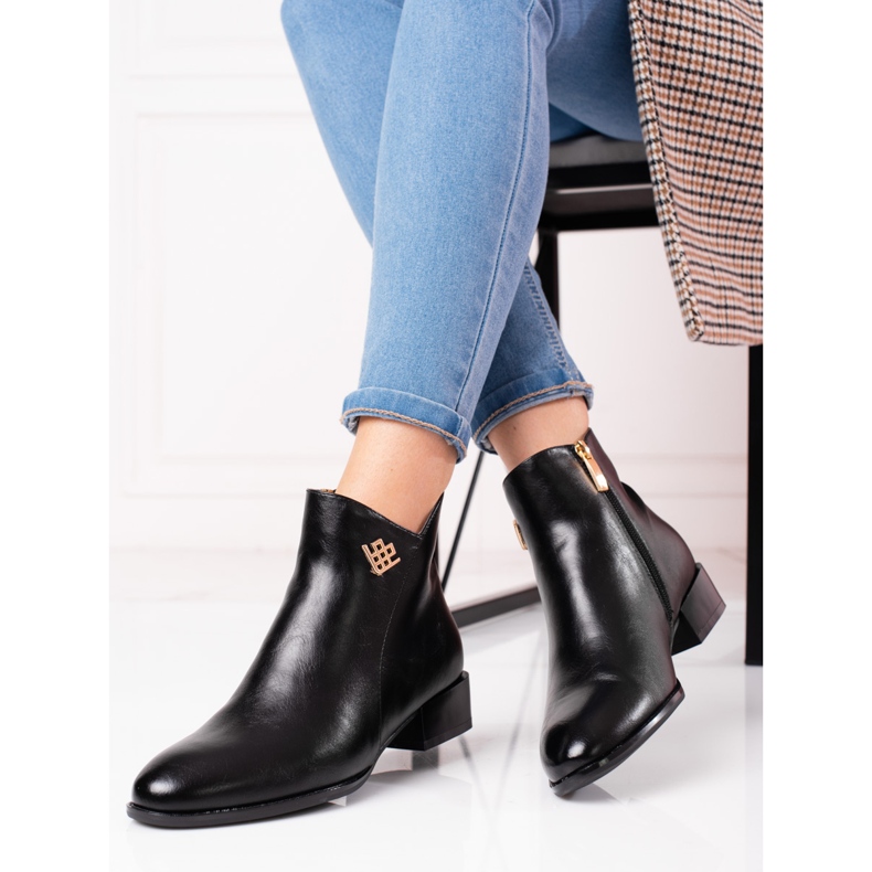 W. Potocki Cizme de dama Potocki cu toc plat negru 1