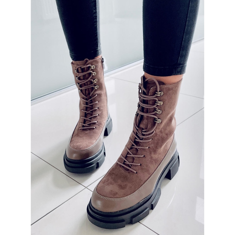 BM Cizme cu șireturi Kinney Khaki maro kaki 1