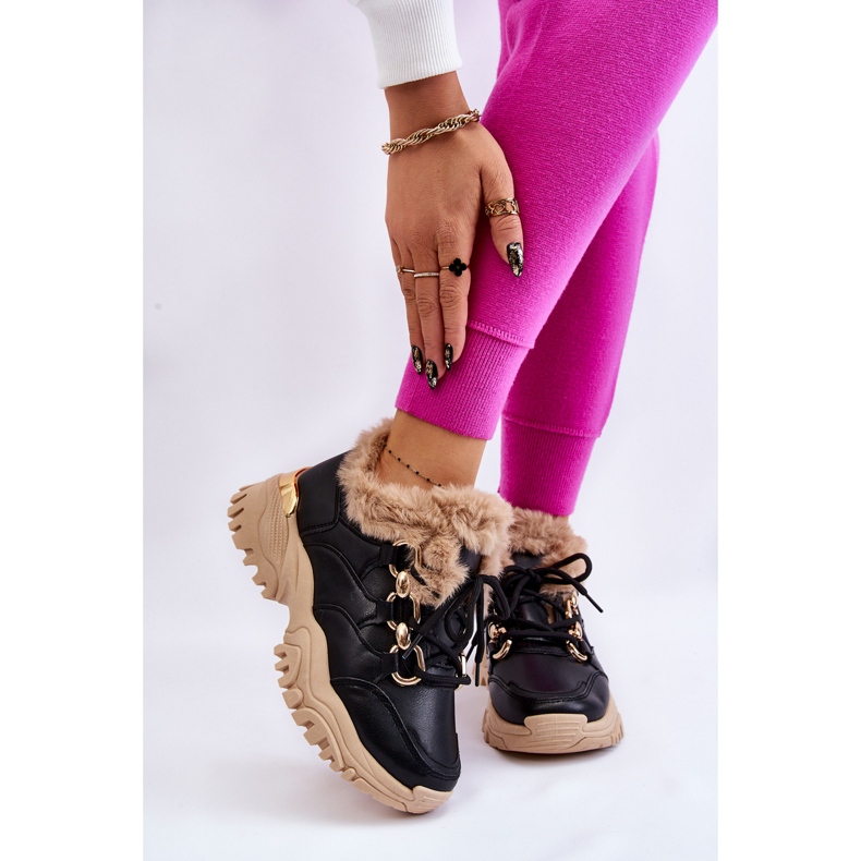 PM1 Pantofi sport izolați damă cu șireturi Kerberos negru bej 1