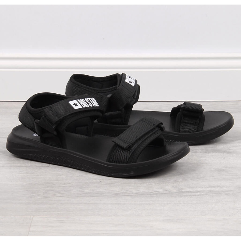Sandale sport pentru bărbați Big Star HH174842 negre cu velcro negru 1