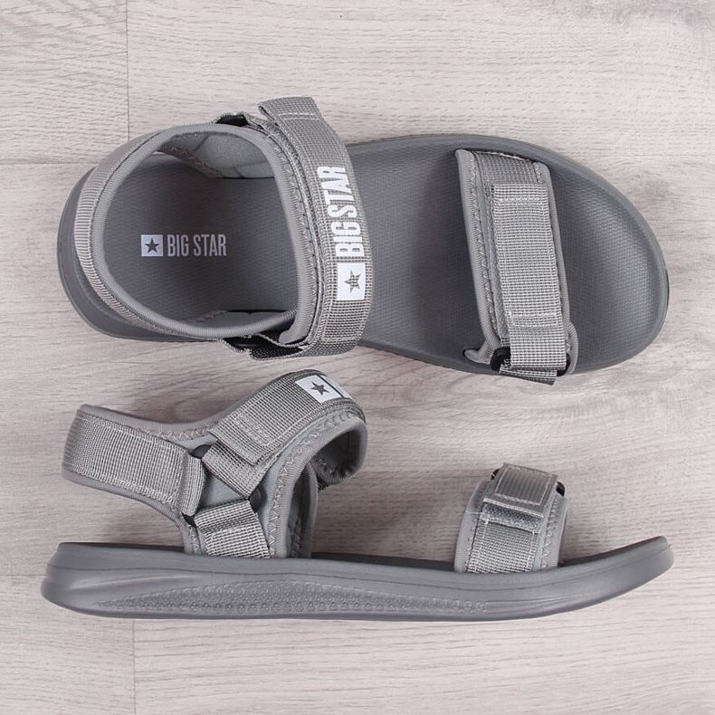 Sandale sport pentru bărbați Big Star HH174843 gri cu velcro 1