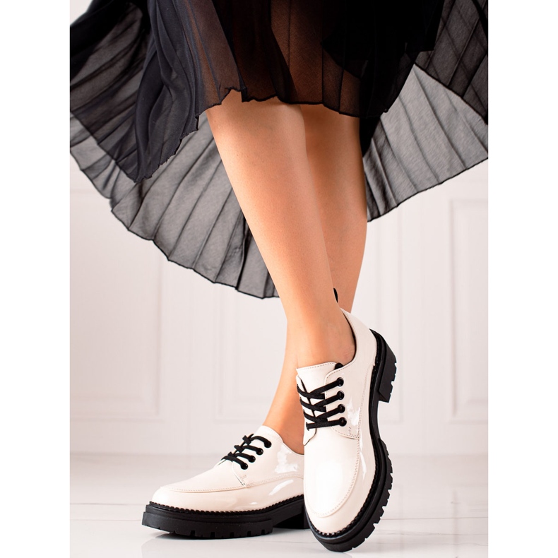 La.Fi Pantofi eleganti cu siret alb negru 2