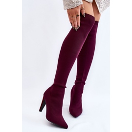 BM Cizme Toc Înalt Cu Șosetă Bordeaux Renoli roșu multicolor 1 BM Cizme Toc Înalt Cu Șosetă Bordeaux Renoli roșu multicolor 1