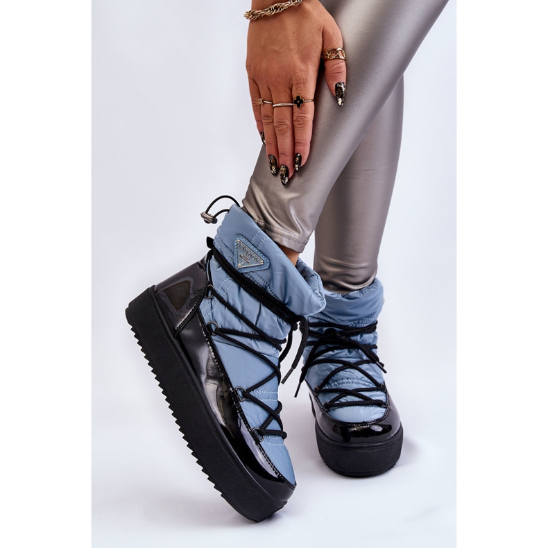 Cizme de zăpadă cu șireturi la modă pentru damă Carrios albastru 2