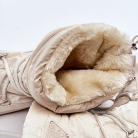 PM1 Cizme de zăpadă cu șireturi la modă de damă, Bej deschis Carrios 2