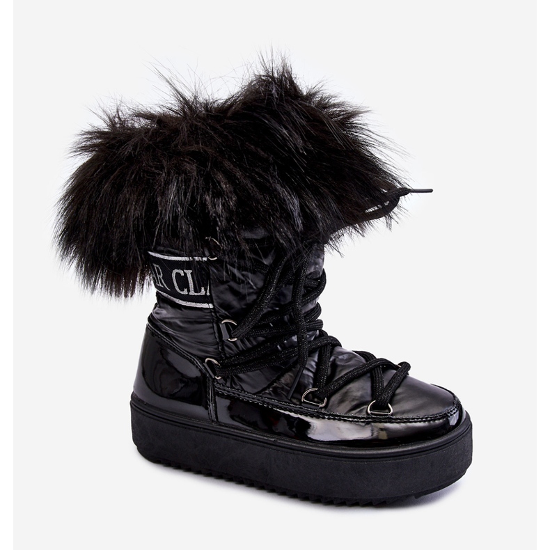 PM1 Cizme de zăpadă izolate pentru copii cu șireturi Colioris negre negru 1