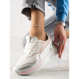 TRENDI Adidași colorați pe platformă alb roz argint 2