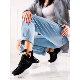 TRENDI Adidași la modă cu șireturi negru 2