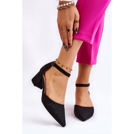 PG1 Pompe la modă, strălucitoare, cu toc mic, Leilany negru 1