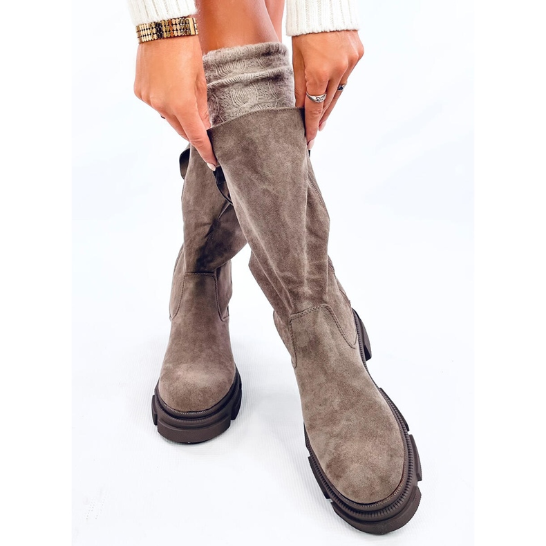 Cizme plate Slade kaki de damă bej 1 Cizme plate Slade kaki de damă bej 1