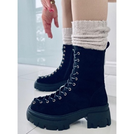 BM Cizme de damă Wayne Black cu șireturi negru 1