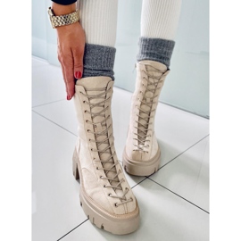 BM Cizme de dama cu siret Wayne Beige bej 2