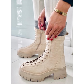 BM Cizme de dama cu siret Wayne Beige bej 1