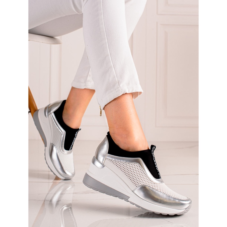 Adidași cu ajur VINCEZA alb argint 2