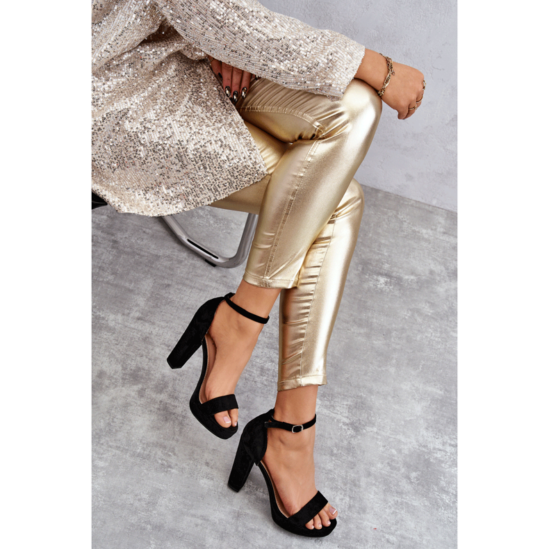 Sandale din piele intoarsa pe toc negru spectaculos 2