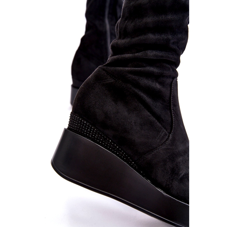 BM Cizme de damă înalte cu pană Elori Negru 3 BM Cizme de damă înalte cu pană Elori Negru 3