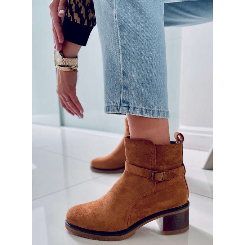 BM Cizme Aretha Camel cu toc lat maro 2