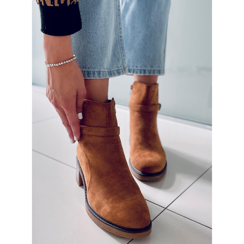 BM Cizme Aretha Camel cu toc lat maro 1