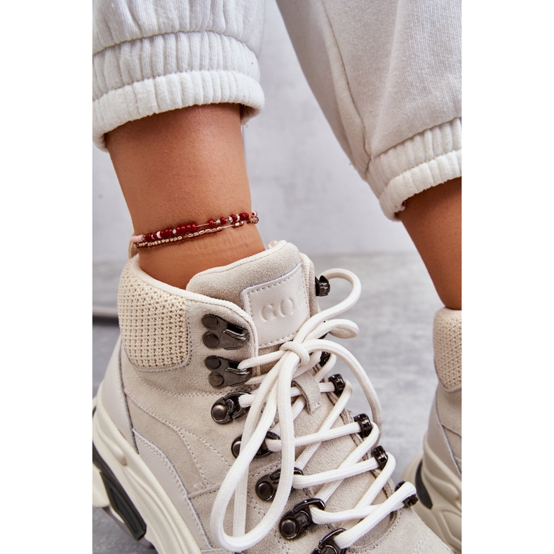 Pantofi sport înalți pentru femei GOE KK2N4097 Bej deschis 2