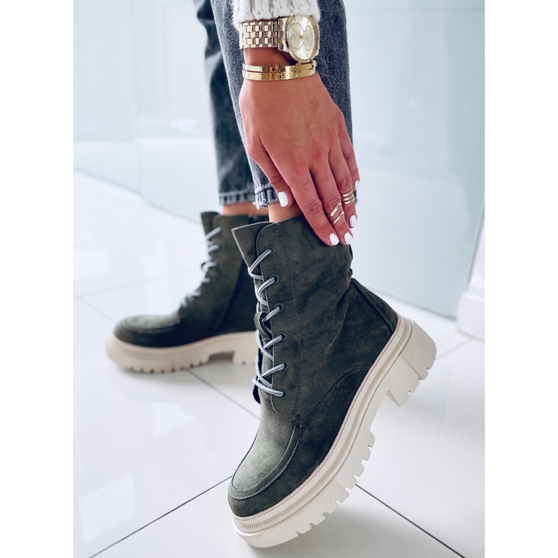 Cizme de piele intoarsa Roisin Green verde 2