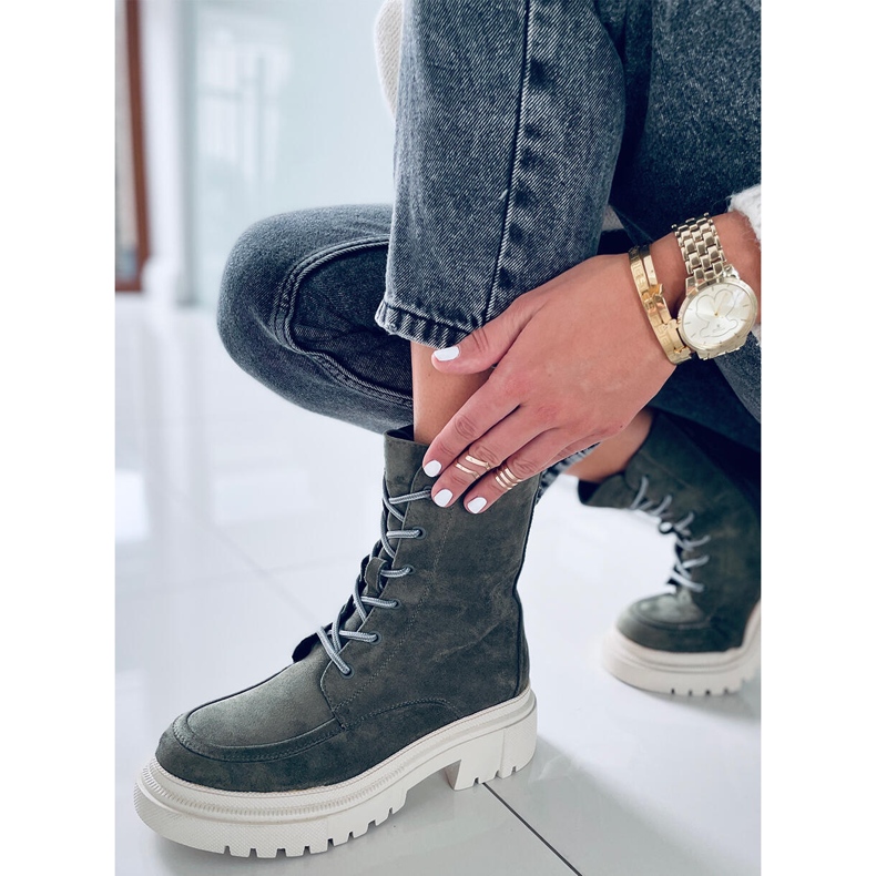 Cizme de piele intoarsa Roisin Green verde 1