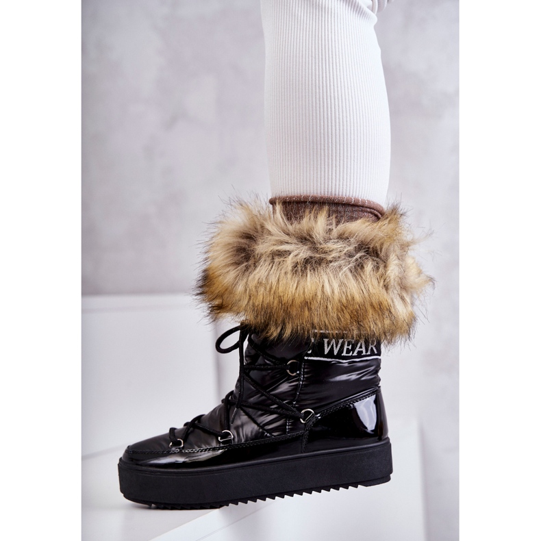 FM1 Cizme de zăpadă cu șireturi de damă Santero negru 3