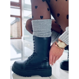BM Cizme cu șireturi pe talpă înaltă Rage Black negru 1