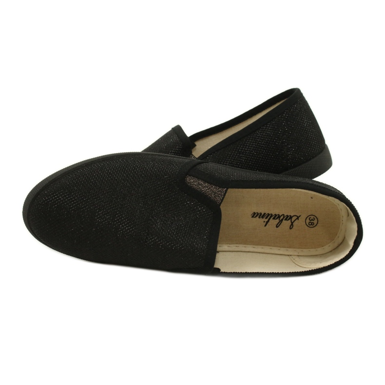 Sabatina Tenisi slip-on cu sclipici negre DMC-15 negru 3