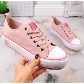 Adidasi de dama pe platforma roz pudrat Big Star LL274181 1