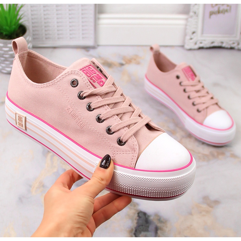 Adidasi de dama pe platforma roz pudrat Big Star LL274181 1