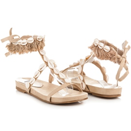 Vices Sandale legate cu scoici maro 1 Vices Sandale legate cu scoici maro 1
