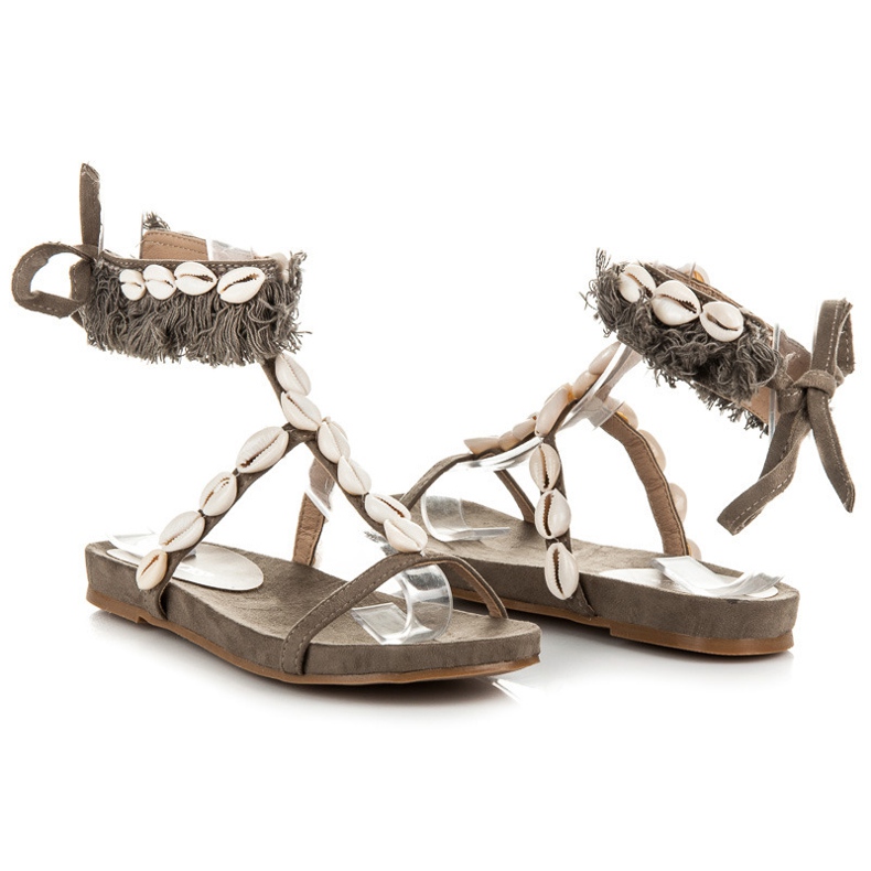 Vices Sandale legate cu scoici maro 1 Vices Sandale legate cu scoici maro 1